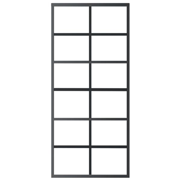 vidaXL Stumdomos durys, juodos, 90x205cm, ESG stiklas ir aliuminis
