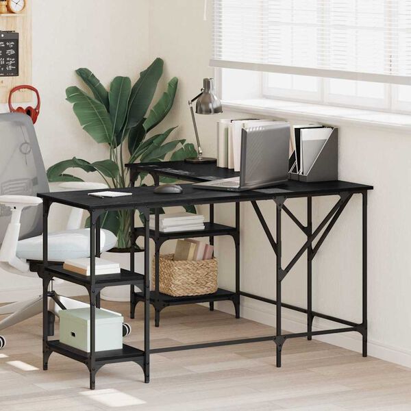 vidaXL Stalas Juodas ąžuolas 139 x 139 x 75 cm Apdirbta mediena