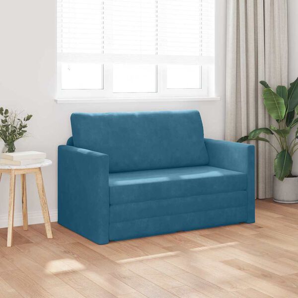 vidaXL Sofa lova Mėlyna 124 x 204 x 61 cm Aksomas