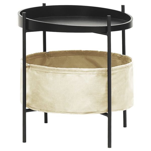 vidaXL &Scaron;oninis staliukas su krep&scaron;iu, kreminės spalvos, 40x40x45,5cm