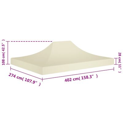 vidaXL Proginės palapinės stogas, kreminės spalvos, 4x3m, 270 g/m²