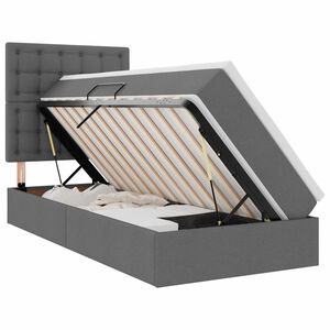 vidaXL Lova su daiktų laikymo vieta ir LED Tamsiai pilka 90 x 190 cm