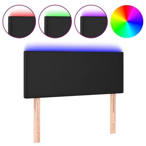 vidaXL Galvūgalis su LED, juodos spalvos, 80x5x78/88cm, dirbtinė oda