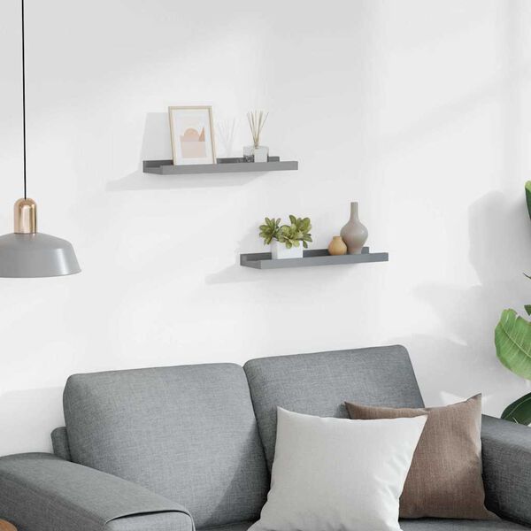 vidaXL Lentynos nuotraukų rėmeliams, 2vnt., pilkos, 40x9x3cm, MDF