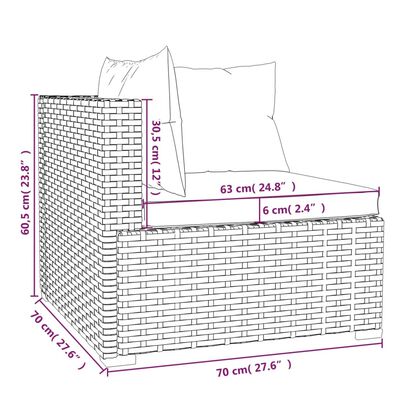 vidaXL Sodo komplektas su pagalvėlėmis, 4 dalių, rudas, poliratanas