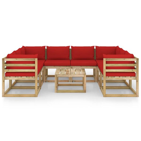 vidaXL Sodo komplektas su pagalvėlėmis, 9 dalių, impregnuota pu&scaron;is