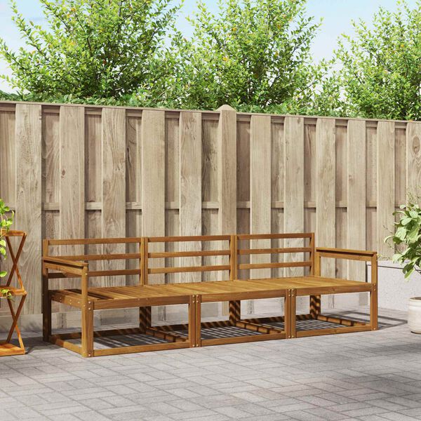 vidaXL Lauko sofos komplektas 3 pcs Natūrali Kietos akacijos mediena