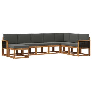 vidaXL Lauko sofos komplektas 8 vnt. Natūralus ir antracitas