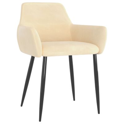 VidaXL Valgomojo kėdės, 6vnt., kreminės spalvos, aksomas (3x323113)