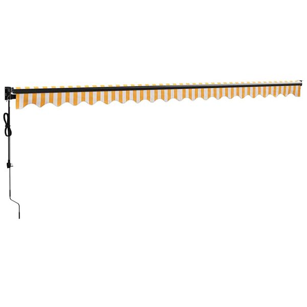 vidaXL Automatinė i&scaron;traukiama markizė, geltona ir balta, 5x3m