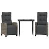 vidaXL Sodo komplektas su pagalvėlėmis, 3 dalių, pilkas, poliratanas