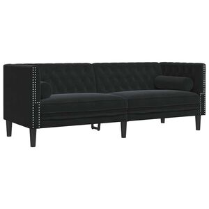 vidaXL Sofa Juoda 194 x 74,5 x 70,5 cm Aksomas