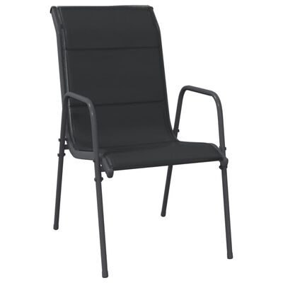 vidaXL Sodo kėdės, 2vnt, juodos spalvos, plienas ir tekstilenas