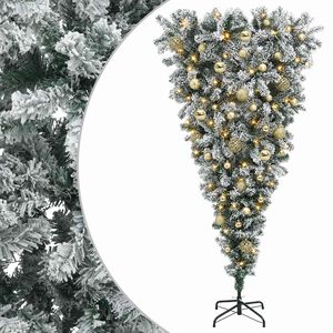 vidaXL Apverstas dirbtinis Kalėdų eglutė su &scaron;akomis 150 cm 150 LED