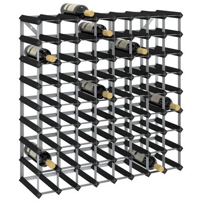 vidaXL Stovas vynui skirtas 72 buteliams, juodas, pušies masyvas