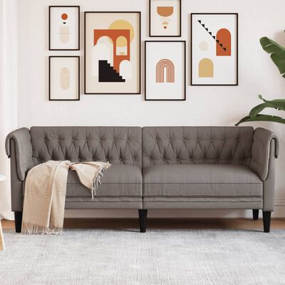 vidaXL Trivietė chesterfield sofa, taupe spalvos, audinys