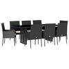 vidaXL Sodo komplektas su pagalvėlėmis, 9 dalių, juodas, poliratanas