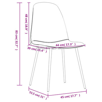 vidaXL Valgomojo kėdės, 2vnt., juodos, 45x53,5x83cm, dirbtinė oda