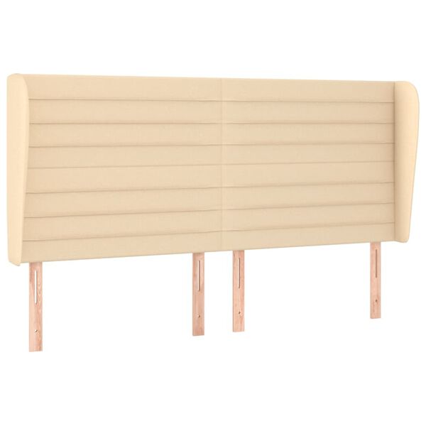 vidaXL Galvūgalis su auselėmis, kreminis, 183x23x118/128cm, audinys