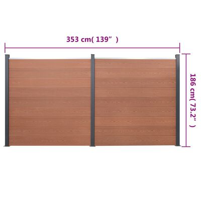 vidaXL Tvoros segmento rinkinys, rudos spalvos, 353x186cm, WPC