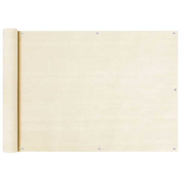 vidaXL Balkono pertvara, kreminės spalvos, 75x400cm, HDPE