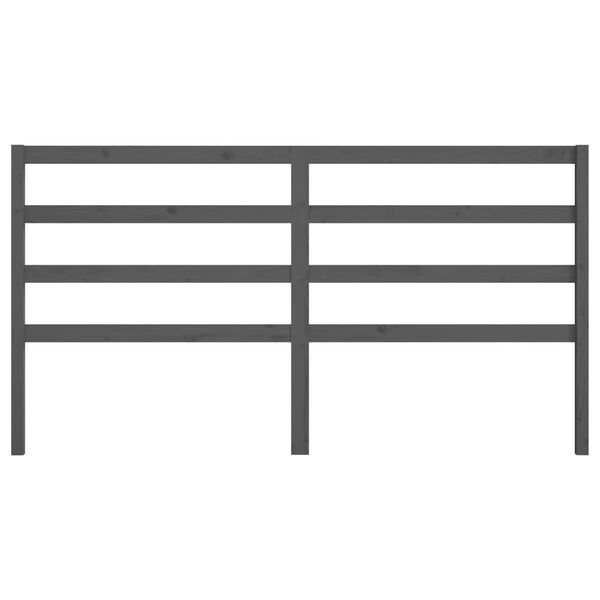 vidaXL Lovos galvūgalis, pilkas, 206x4x100cm, pušies medienos masyvas