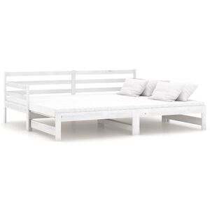 vidaXL I&scaron;traukiama lova, balta, 2x(90x200)cm, pu&scaron;ies medienos masyvas