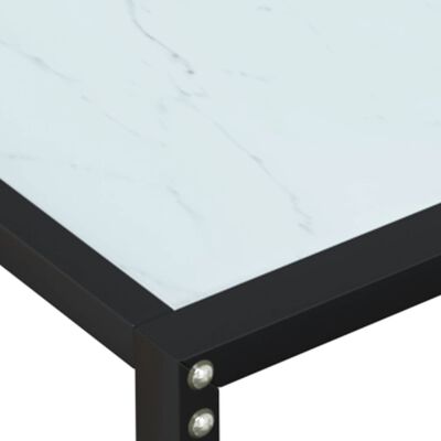 vidaXL Konsolinis staliukas, balto marmuro, 140x35x75,5cm, stiklas