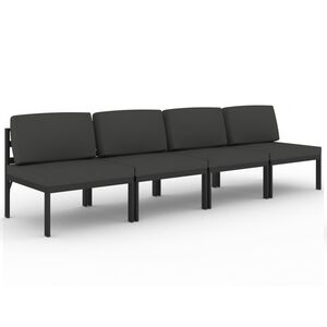 vidaXL Keturvietė sodo sofa su pagalvėlėmis, antracito, aliuminis