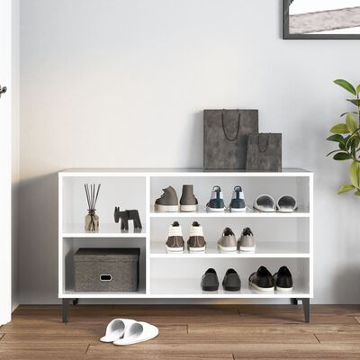 vidaXL Spintelė batams, balta, 102x36x60cm, apdirbta mediena, blizgi