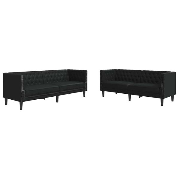 vidaXL Svetainės sofa 2 pcs Juoda 194 x 74,5 x 70,5 cm Dirbtinė oda