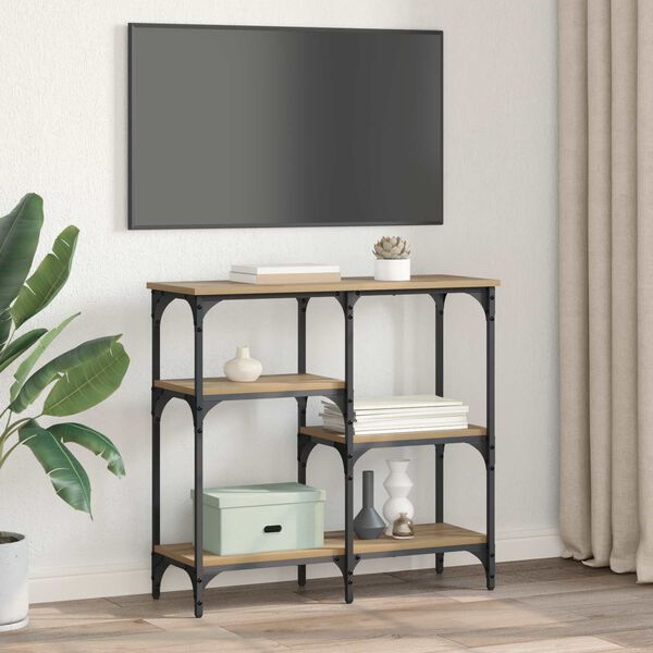 vidaXL Konsolinis stalas su lentyna Amatininkų ąžuolas 80 x 29 x 75 cm