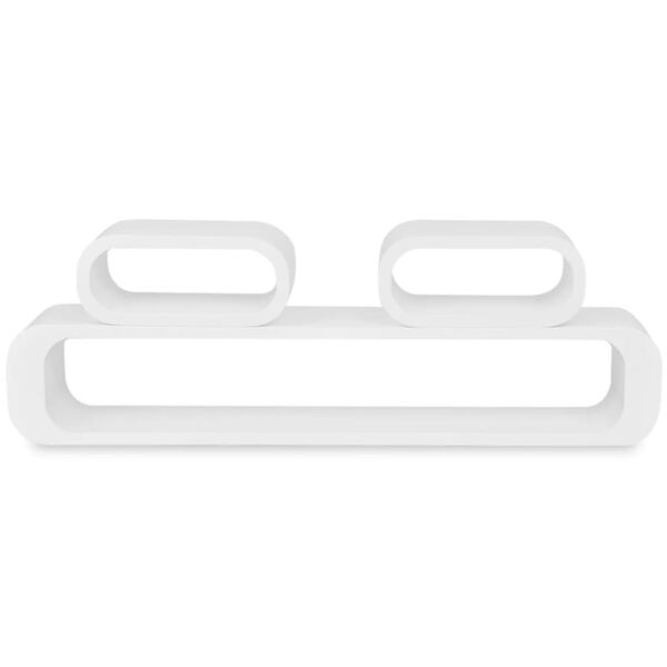 3 Baltos Lentynos su Nematomais Laikikliais i&scaron; MDF Knygoms, DVD