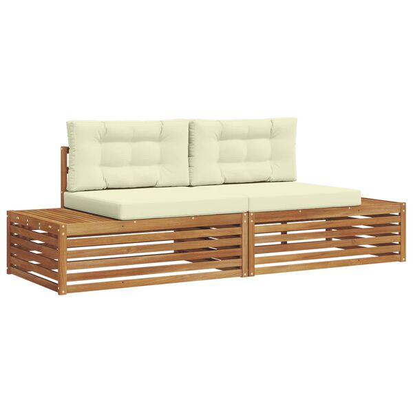 vidaXL Lauko sofos komplektas 2 Vienetas Natūralus ir grietinėlė