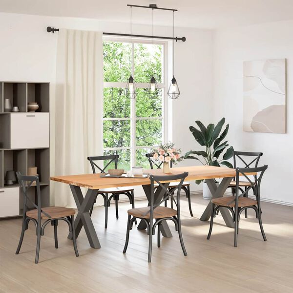 vidaXL Valgomojo stalo kojos, 3 vnt., antracito spalvos, 70x(72-73) cm, plienas