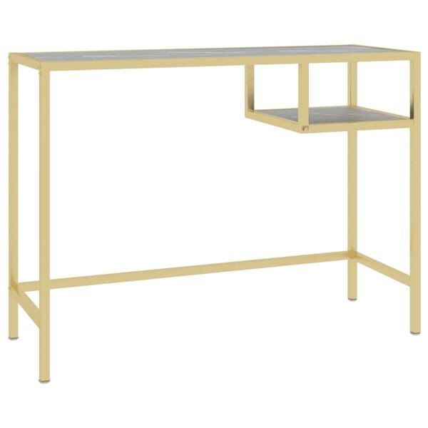 vidaXL Kompiuterio stalas, juodas marmuro, 100x36x74cm, stiklas