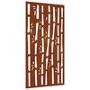 vidaXL Sodo sienos dekoracija, 105x55cm, corten plienas, bambukas