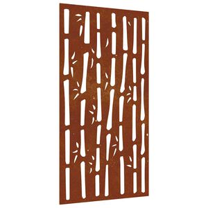 vidaXL Sodo sienos dekoracija, 105x55cm, corten plienas, bambukas