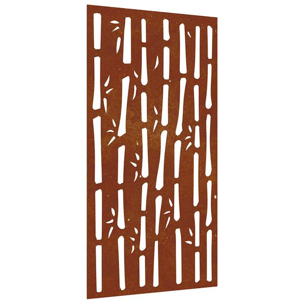 vidaXL Sodo sienos dekoracija, 105x55cm, corten plienas, bambukas