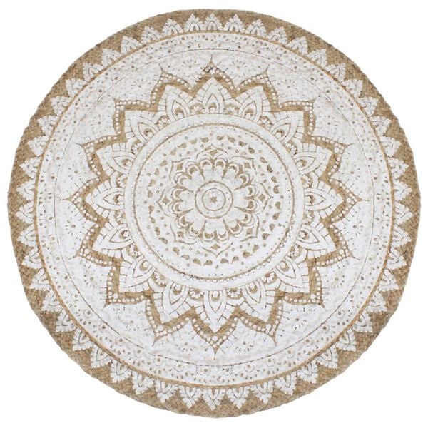 vidaXL Kilimas, pintas džiutas, ra&scaron;tuotas, 180 cm, apvalus