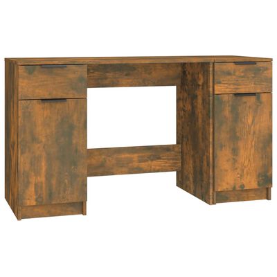 vidaXL Rašomasis stalas su šonine spintele, dūminio ąžuolo, mediena