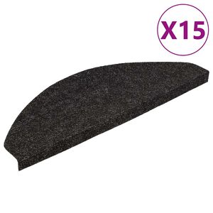 vidaXL Lipnūs laiptų kilimėliai, 15vnt., juodos spalvos, 56x17x3 cm