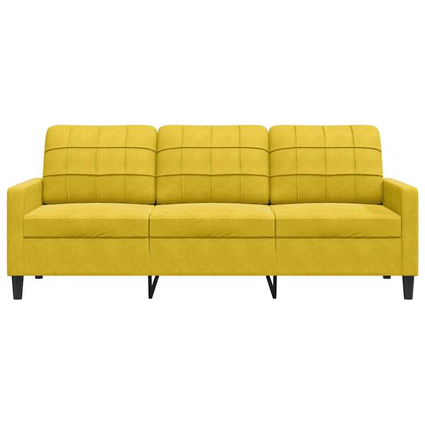 vidaXL Trivietė sofa, geltonos spalvos, 180cm, aksomas