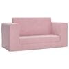 vidaXL Vaiki&scaron;ka dvivietė sofa-lova, rožinės spalvos, mink&scaron;tas pliu&scaron;as