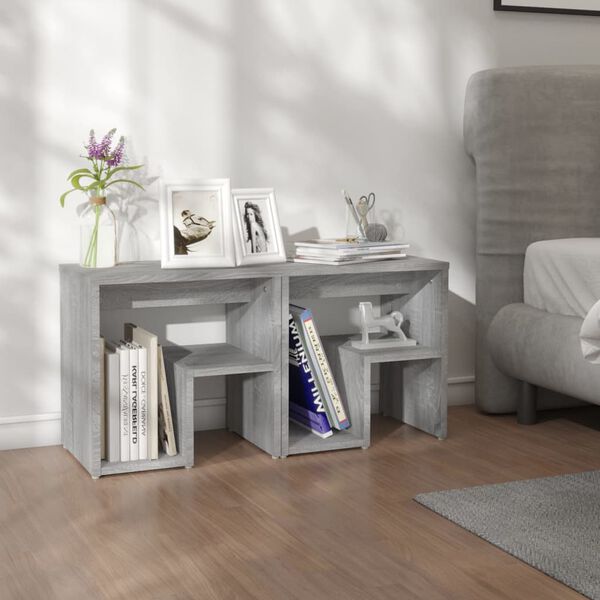 vidaXL Naktinės spintelės, 2vnt., pilkos ąžuolo, 40x30x40cm, mediena