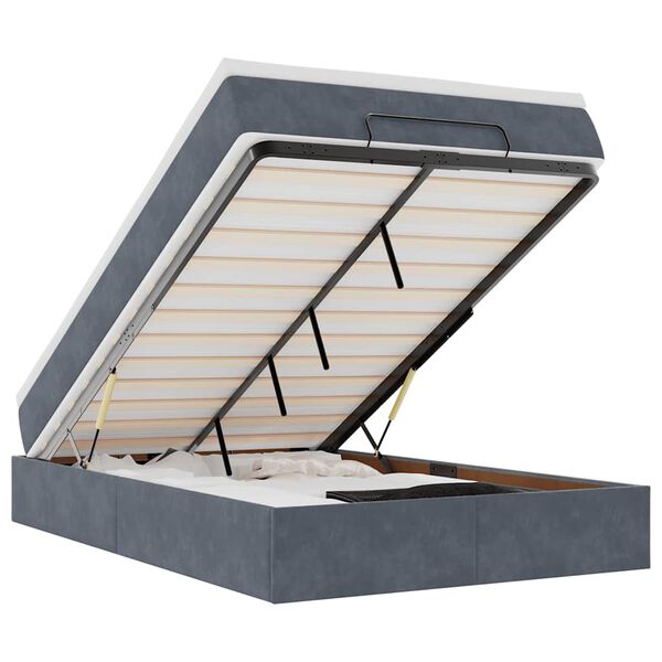 vidaXL Osmanų lovos rėmas su čiužiniu, pilkas, 120x200cm, aksomas