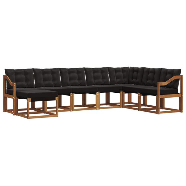 vidaXL Lauko sofos komplektas su pagalve 8 pcs Natūrali ir juoda