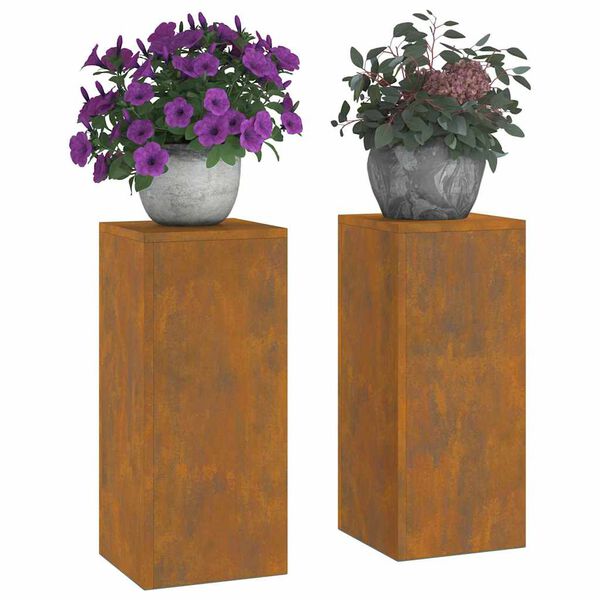 vidaXL Augalų stovas 2 pcs Rūdijanti 24 x 24 x 55 cm