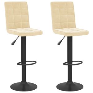 vidaXL Baro taburetės, 2vnt., kreminės spalvos, aksomas