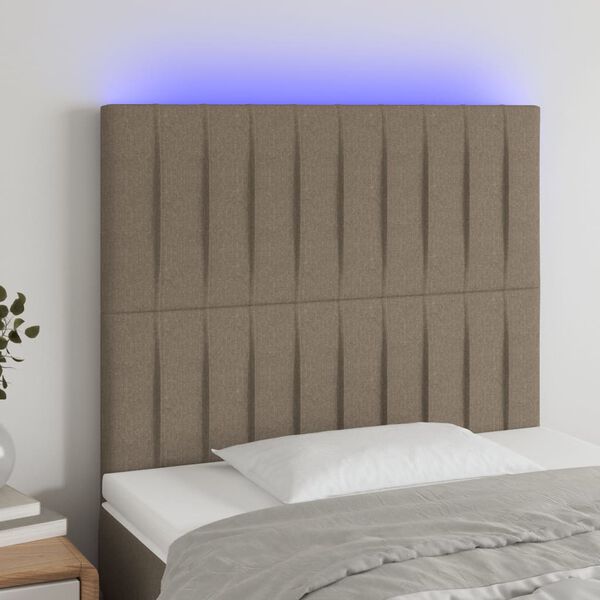 vidaXL Galvūgalis su LED, taupe spalvos, 100x5x118/128cm, audinys